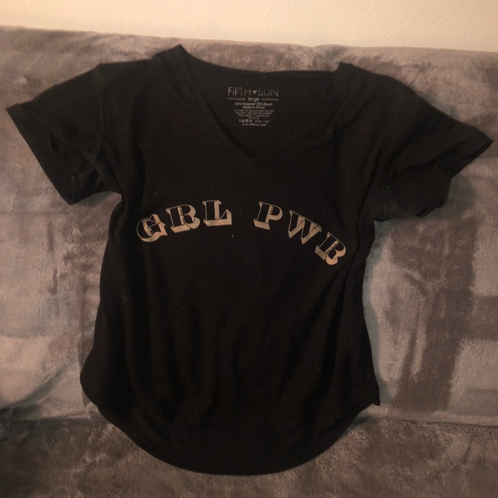 GRL PWR Large Black and Gold Short Sleeve Tee
